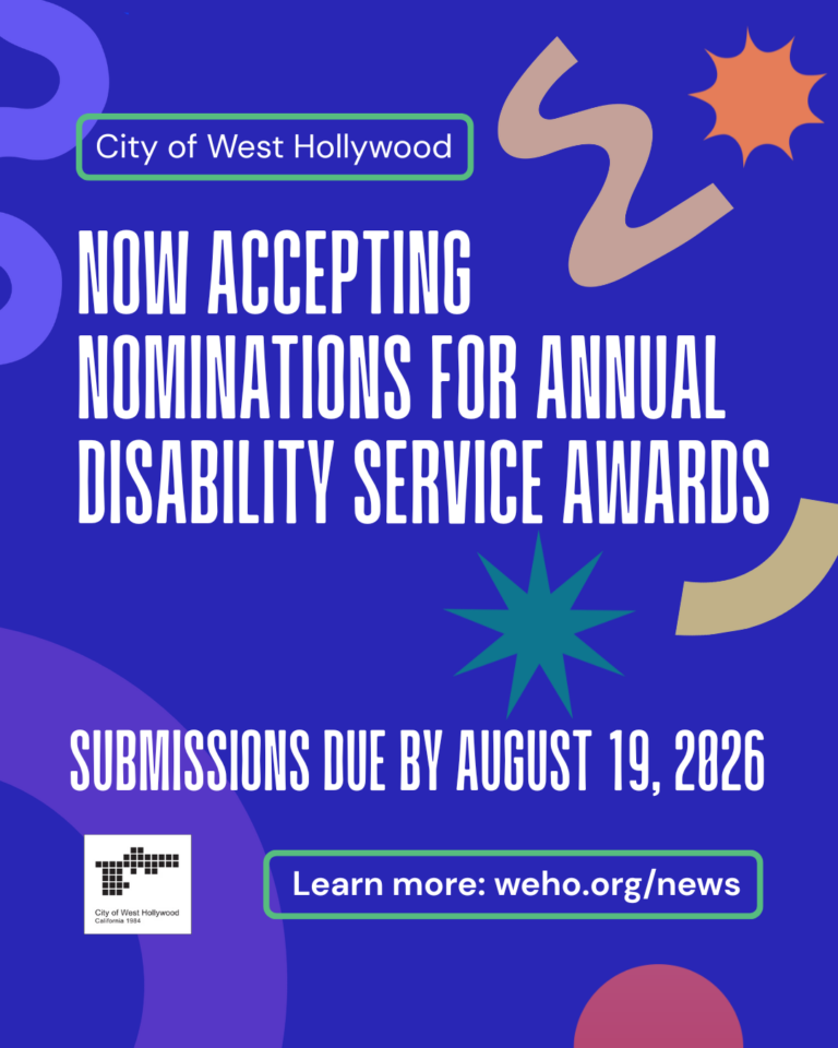 City of West Hollywood is Accepting Nominations for 28th Annual Disability Service Awards | News City of West Hollywood is Accepting Nominations for 28th Annual Disability Service Awards | News