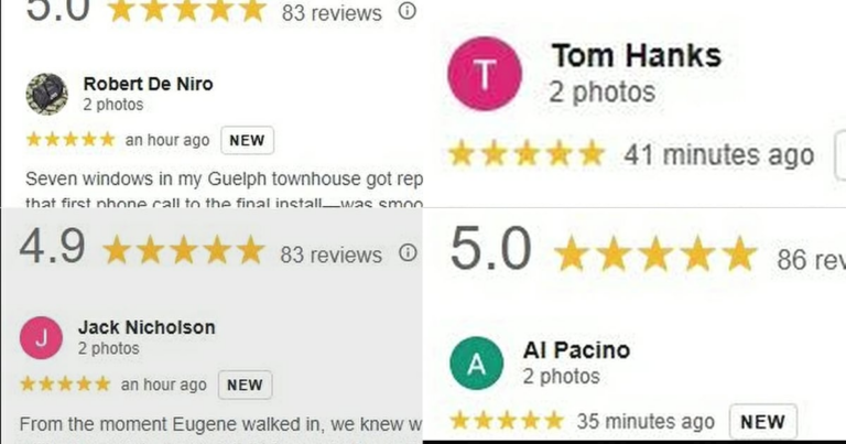 Did these high-profile Hollywood celebrities really provide online reviews for a Toronto window company? – CTV News